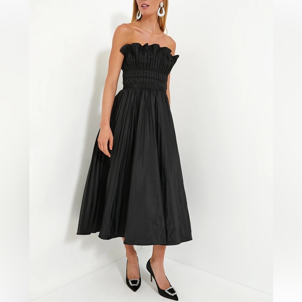 Tuckernuck MOON RIVER Black Pleated Maxi Dress Size Small - Picture 3 of 11